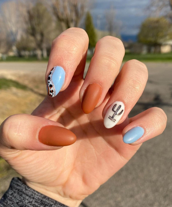 37 Painted Desert Nails — Blue, Brown and White Desert Nails