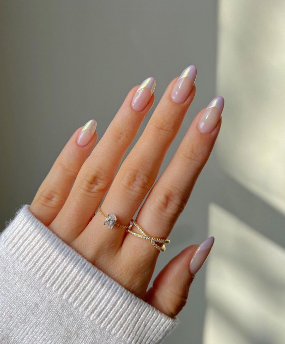 30 Spring Minimalist Nails — Chrome French Nails