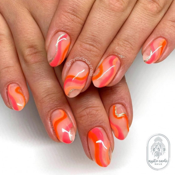 34 Bright Summer Nails — Glitter, Pink and Orange Nails