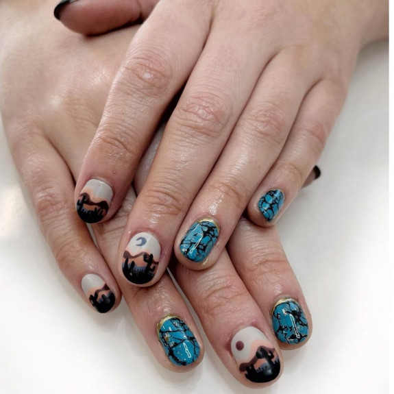 37 Painted Desert Nails — Brown and Blue Desert Nails