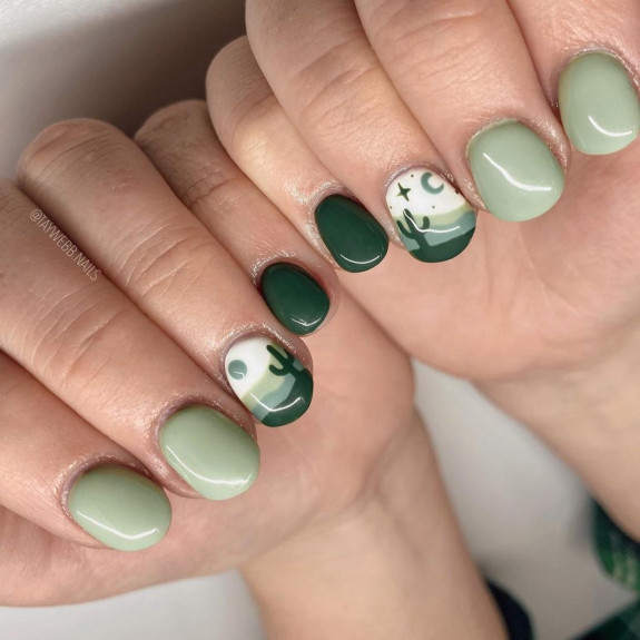 37 Painted Desert Nails — Green Desert Short Nails