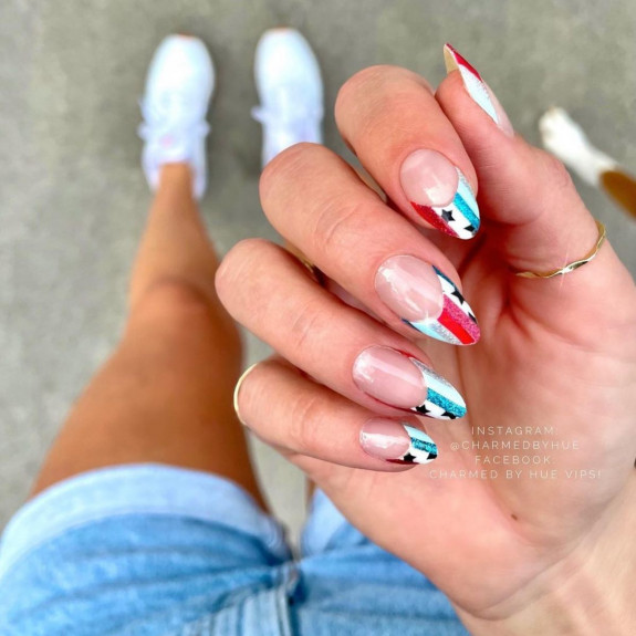 45 Patriotic Nail Designs — Modern 4th of July French Nails