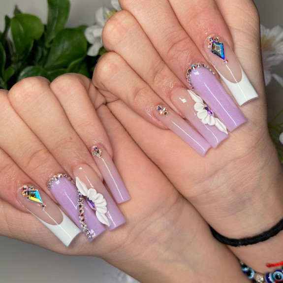 50 Best Prom Nail Designs — Ombre Lilace Nails