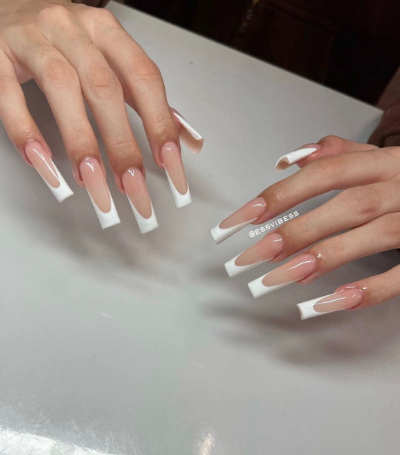 50 Best Prom Nail Designs — Simple White French Tip Nails