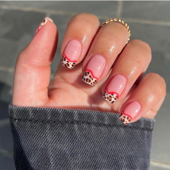 50 Trendy Animal Print Nail Ideas — Abstract Cheetah Tip Nails