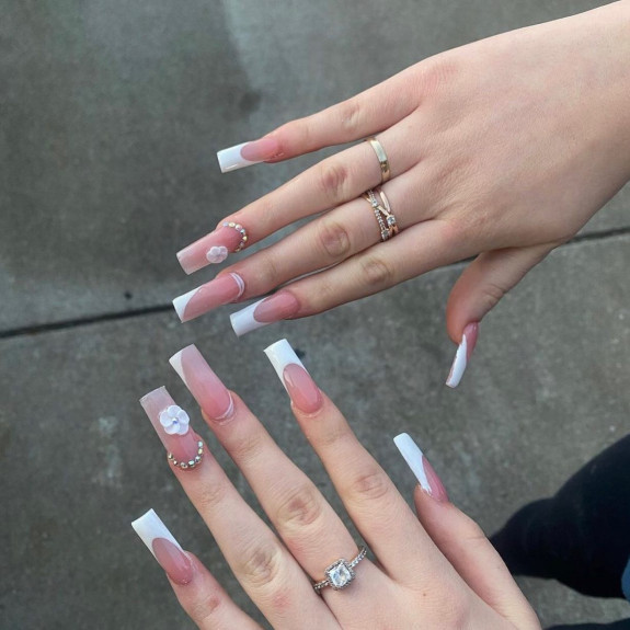 50 Best Prom Nail Designs — Mix and Match French + Flower Nails