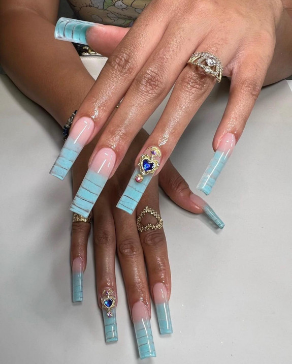 50 Best Prom Nail Designs — Blue Crocodile Acrylic Nails