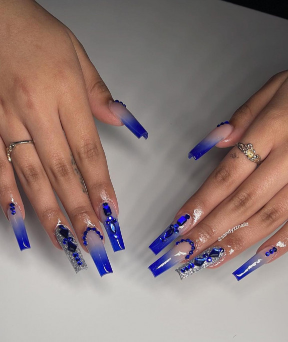 50 Best Prom Nail Designs — Ombre Blue Nails