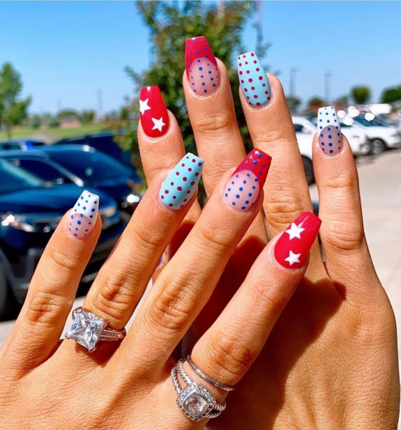 30+ Patriotic 4th of July Nail Art Ideas — Polka Dot Nails