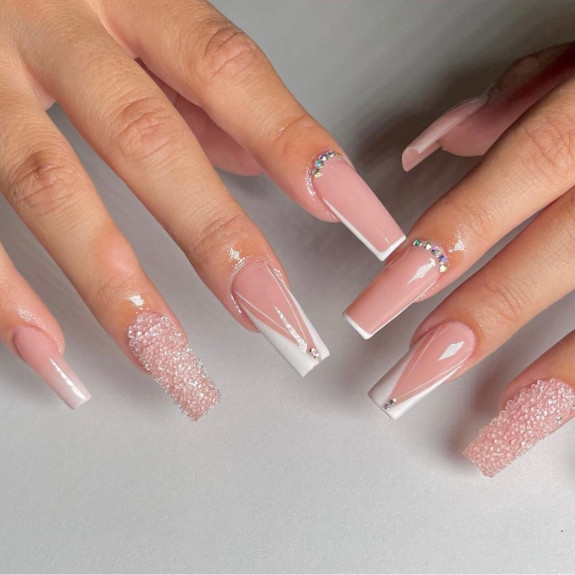 50 Best Prom Nail Designs — White V French Tips