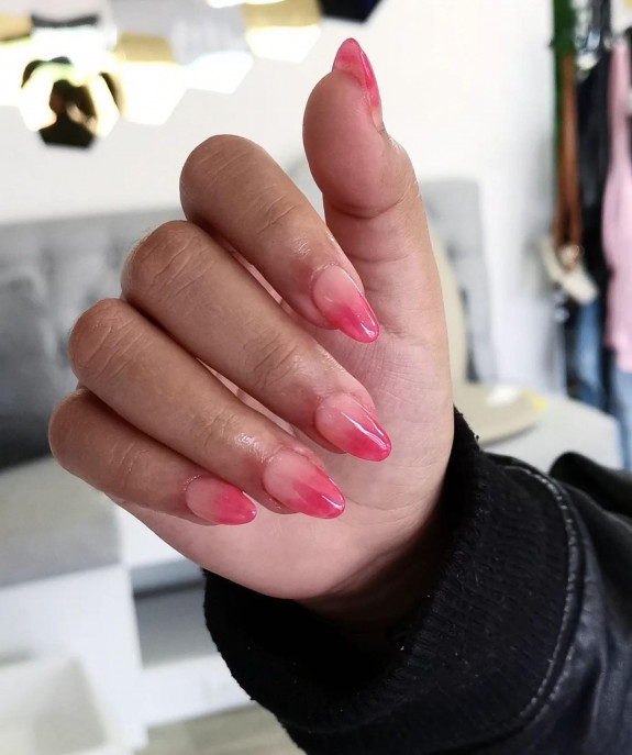 24 Cute Nezuko Nails — Ombre Pink Sheer Nails