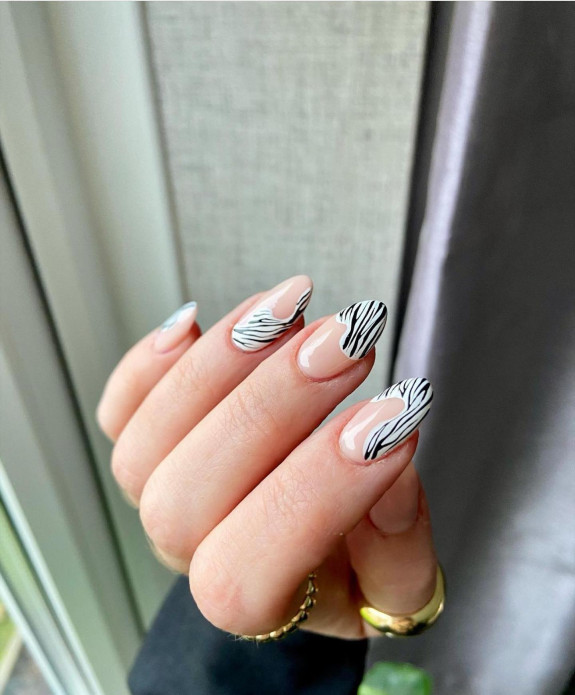 50 Trendy Animal Print Nail Ideas — Abstract Zebra Nails