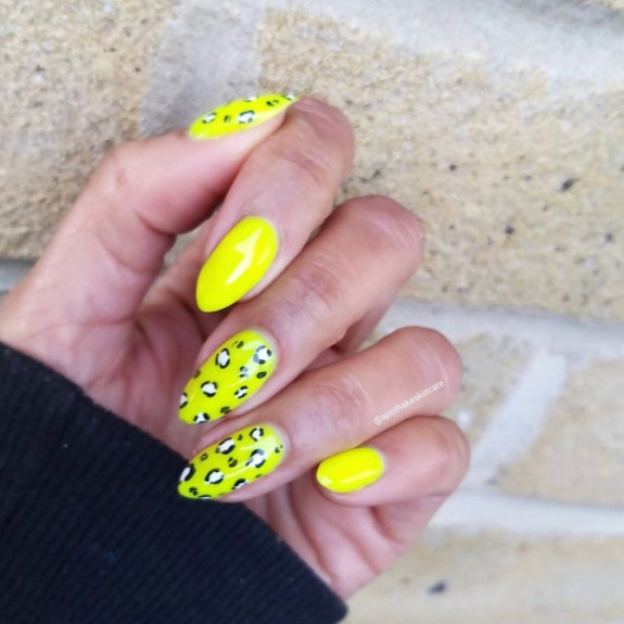 50 Trendy Animal Print Nail Ideas — Yellow Leopard Nails