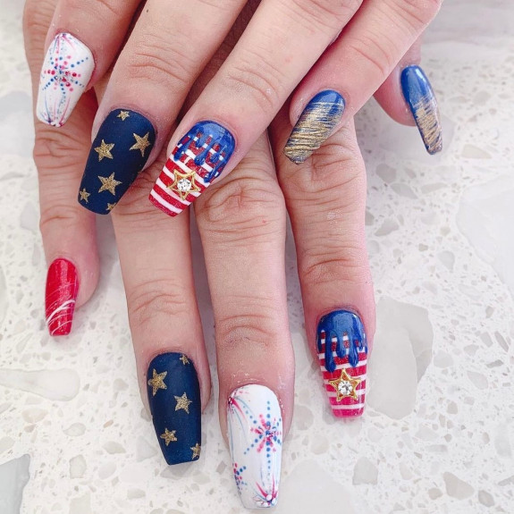 30+ Patriotic 4th of July Nail Art Ideas — Red, White and Blue Nail Art