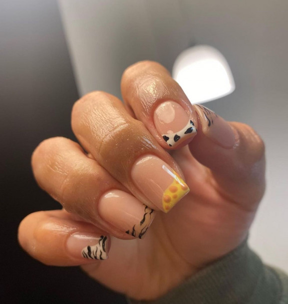 50 Trendy Animal Print Nail Ideas — Different Animal Print French Nails