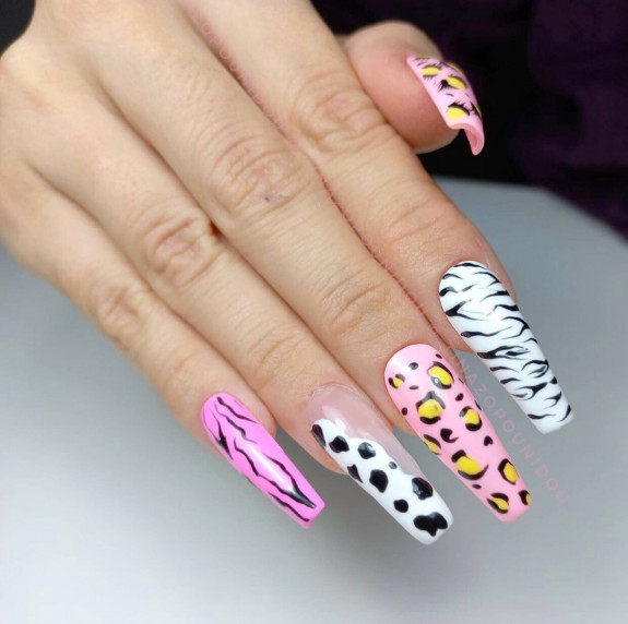 50 Trendy Animal Print Nail Ideas — Acrylic Different Animal Print Nails