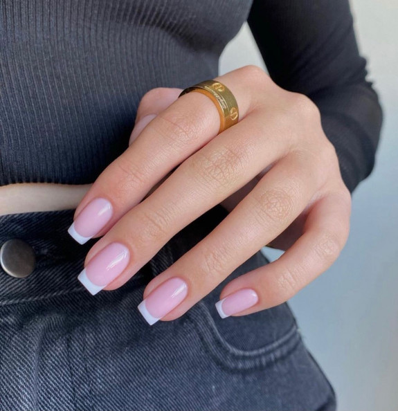 54 Cute Tapered Square Nails — Simple & Pretty French Nails