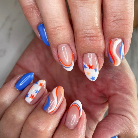 30+ Patriotic 4th of July Nail Art Ideas — Swirl, Star + French Nails