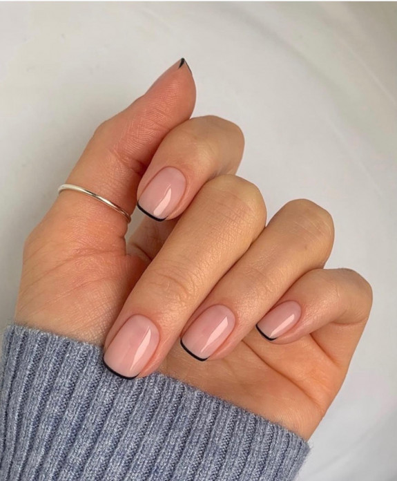 40+ Black French Tip Nails — Thin Black French Tip Nails