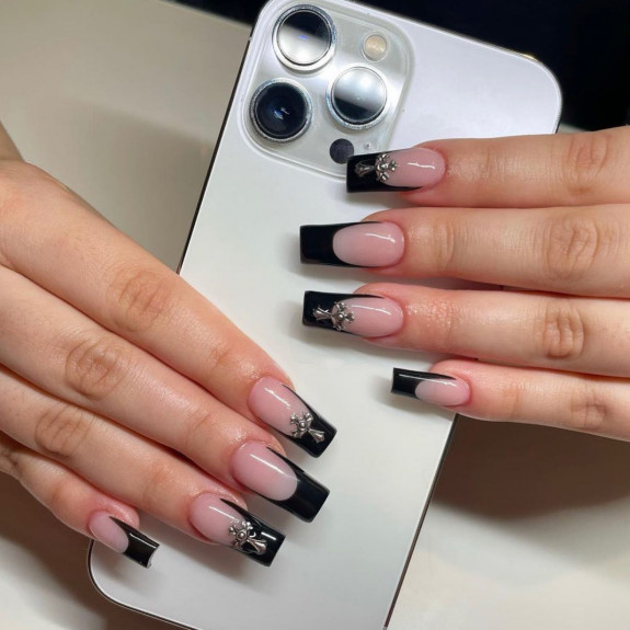 black french tip nails coffin, black french tip nails, black french tip nails short, thin black french tip nails, black french tip nails with glitter, black french tip nails almond, black french tip nails with hearts, black tip nails, black french tip nails with silver, black french tip nails with gold, acrylic black tip nails, love heart black french tip nails