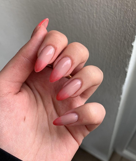 24 Cute Nezuko Nails — Coral Ombre Nails