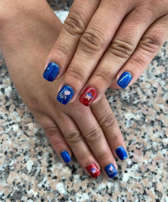 30+ Patriotic 4th of July Nail Art Ideas — Blue and Red 4th of July Nails