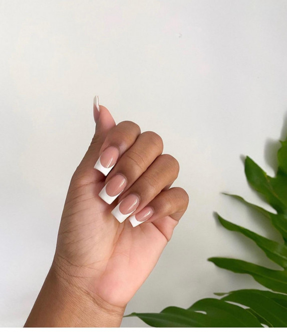 54 Cute Tapered Square Nails — French Tip Nails