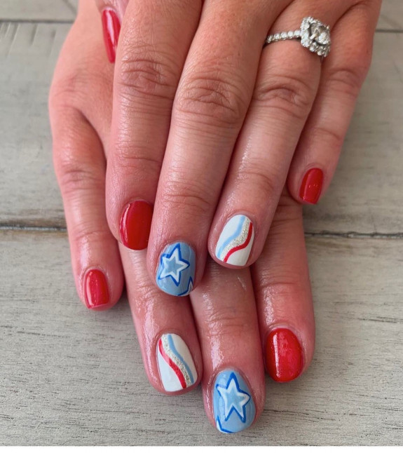 30+ Patriotic 4th of July Nail Art Ideas — Patriotic Short Nails