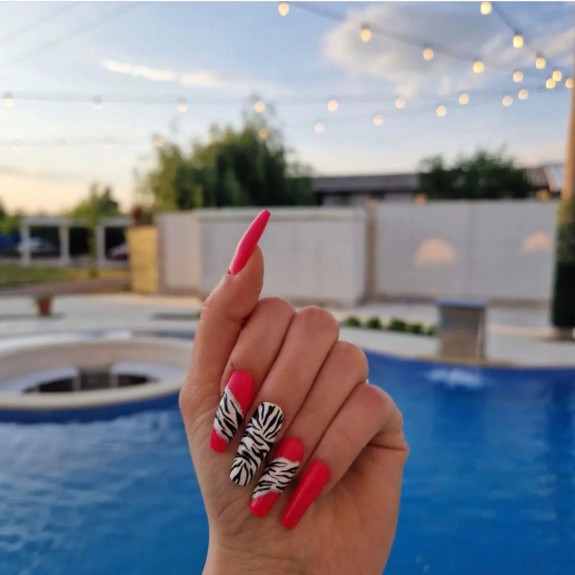 50 Trendy Animal Print Nail Ideas — Zebra and Red Nails