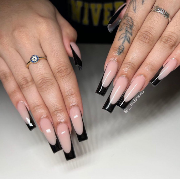 40+ Black French Tip Nails — Black French Nails