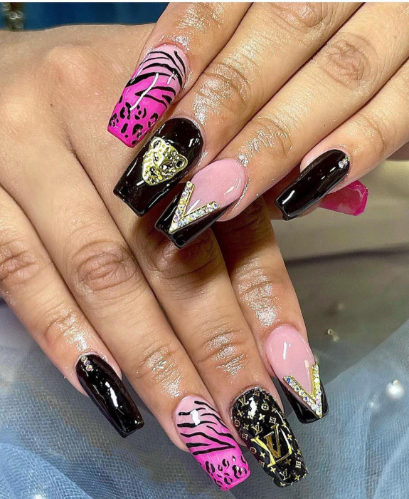 50 Trendy Animal Print Nail Ideas — Black, Designer, Pink Leopard and Zebra Nails