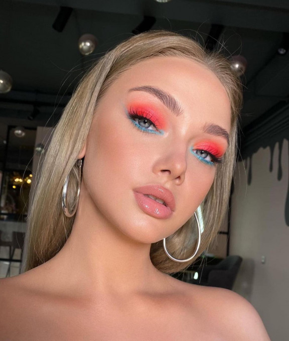 22 Beautiful Prom makeup Looks — Blue and Coral Makeup