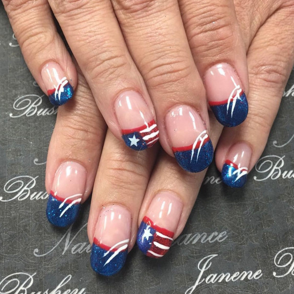 30+ Patriotic 4th of July Nail Art Ideas — Navy Blue, White and Red Tip Nails