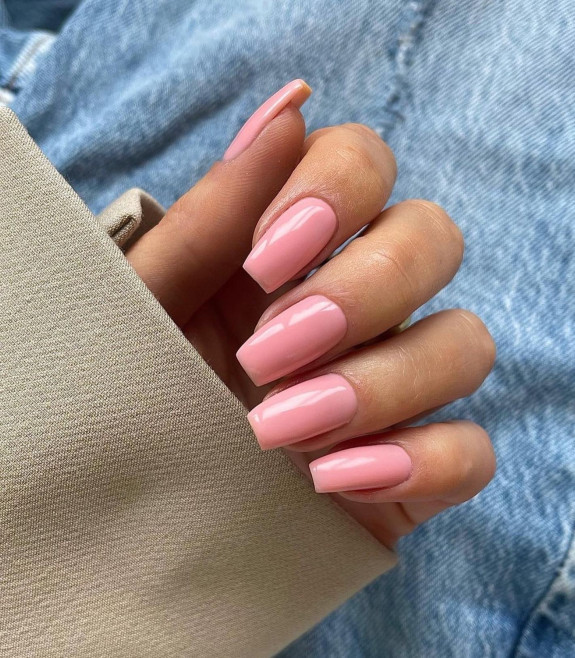 54 Cute Tapered Square Nails — Pink Gel Nails