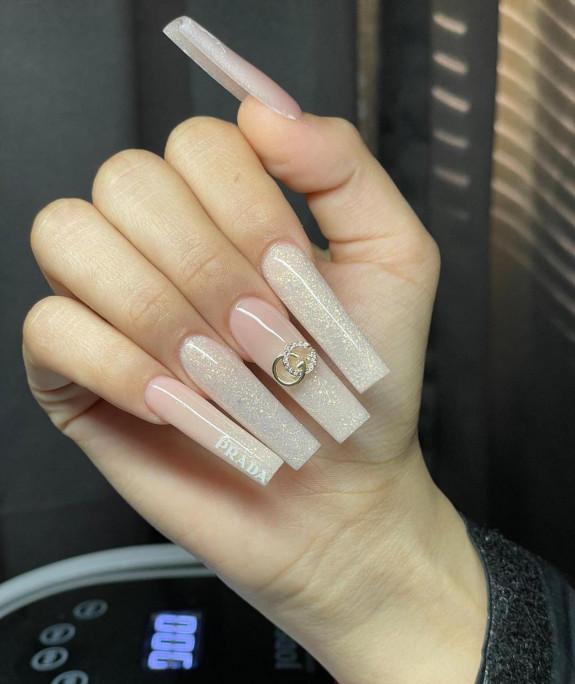 50 Best Prom Nail Designs — Shimmery Nude Nails + Gucci