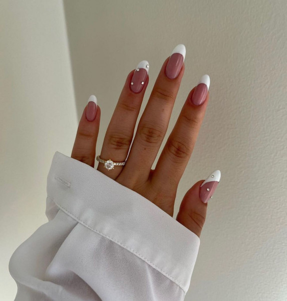 40 Classy Graduation Nails — French Tip Nails + Rhinestones