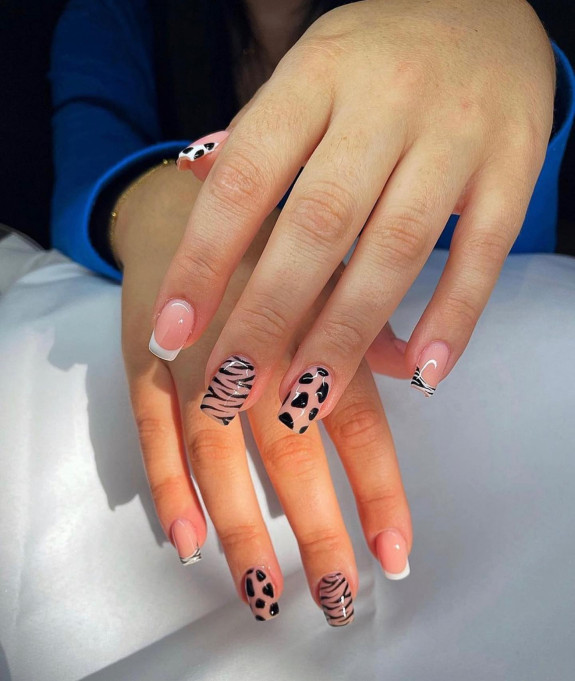 50 Trendy Animal Print Nail Ideas — Animal Print Sheer Nails