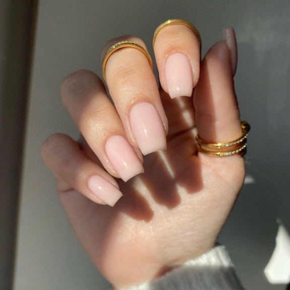 40 Classy Graduation Nails — Subtle Nude Tapered Square Nails