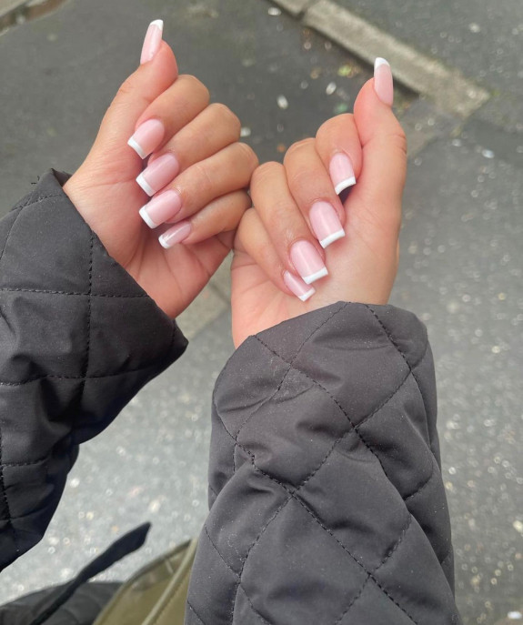 40 Classy Graduation Nails — French Tip Tapered Square Nails