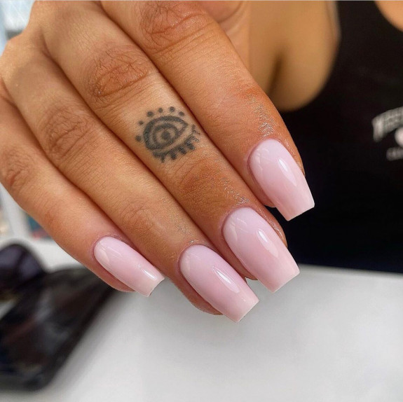 54 Cute Tapered Square Nails — Nude Pink Polish Nails