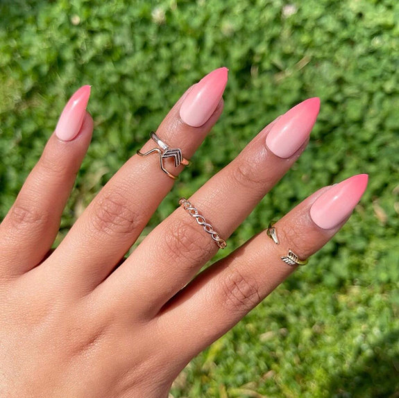 24 Cute Nezuko Nails — Subtle Ombre Pink Tip Nails