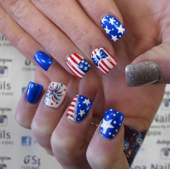 30+ Patriotic 4th of July Nail Art Ideas — Blue, Red and White Star Nails