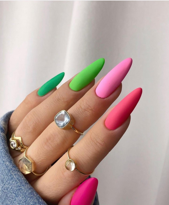 40+ Trendy Summer Almond Nail Designs — Green, Pink and Red Nails