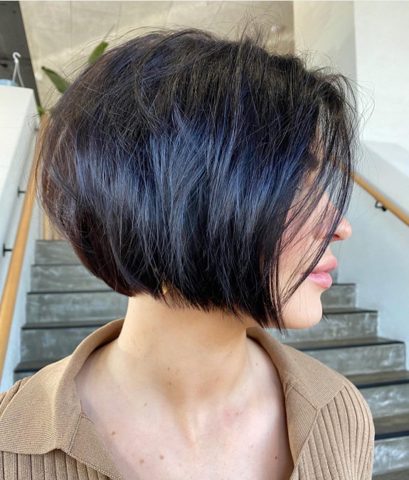 40 Trendy Bob and Lob Haircuts — Textured Lob Dark Hair