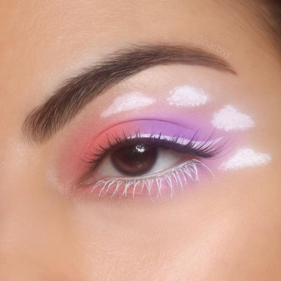 30+ Cute Eye Makeup Looks To Recreate — Peach and Lilac + Cloud Eye Makeup