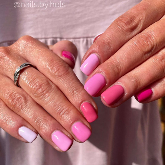 50+ Jaw-Dropping Hot Pink Nails For Summer — Gradient Pink Short Nails