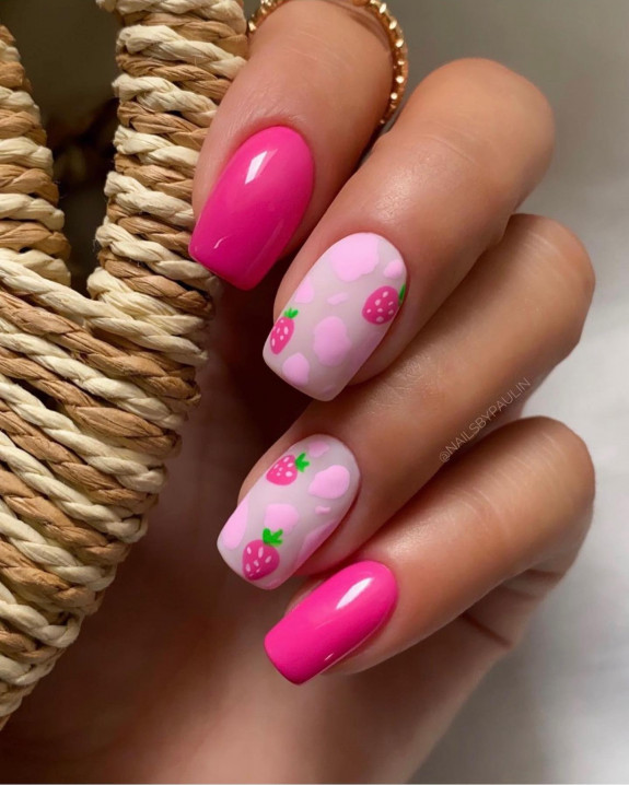 50+ Jaw-Dropping Hot Pink Nails For Summer — Strawberry Nails