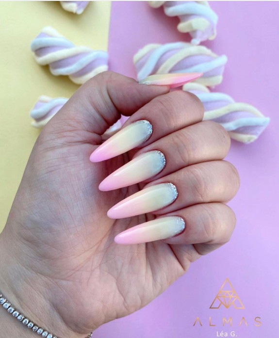 40+ Trendy Summer Almond Nail Designs — Ombre Pink Tip Nails