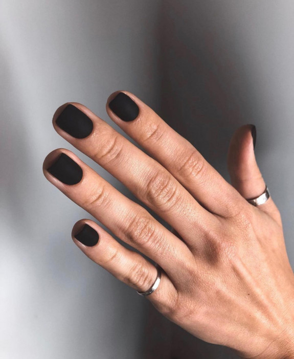 60+ Charming Black Nail Ideas — Simple Matte Black Nails