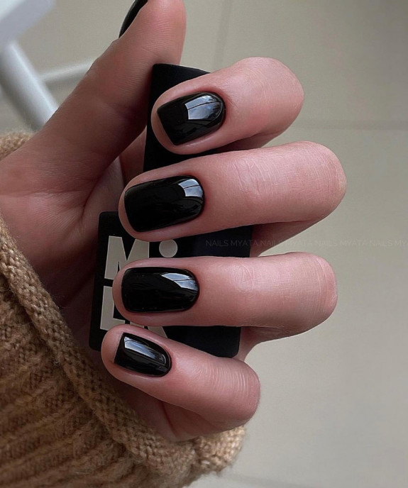 60+ Charming Black Nail Ideas — Classy Black Short Nails